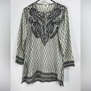 Catalog Classics Small Embroidered Silk Blend Tunic Top